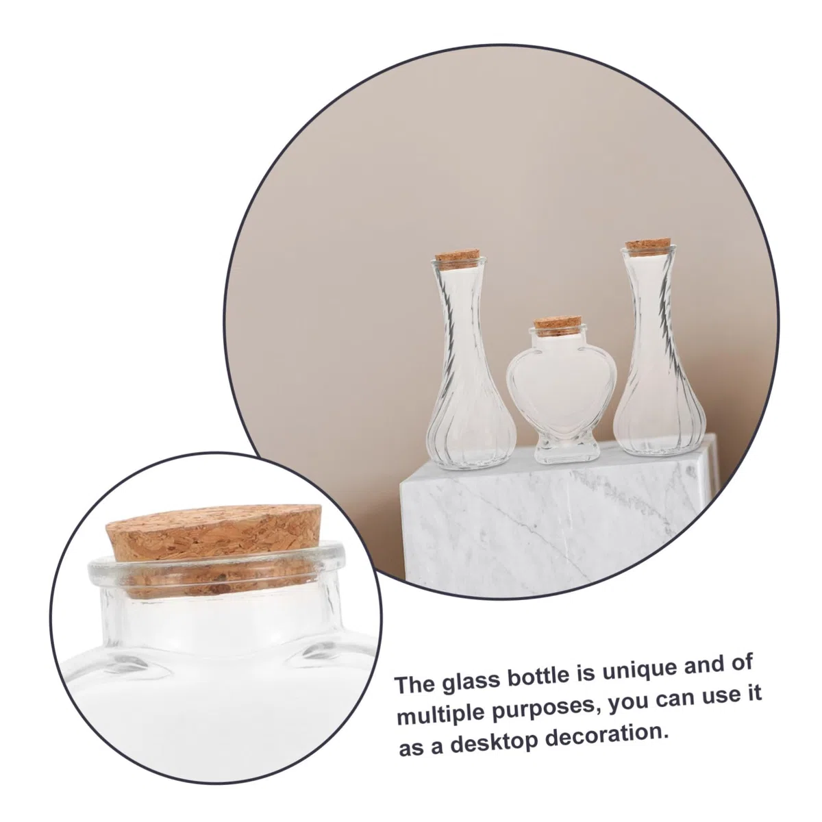 TOPBATHY Kit Ritual Ceremonia Arena Boda 3 Recipientes de Vidrio Vacío y Mini Botellas Corcho para Decoración DIY Ligera y Elegante