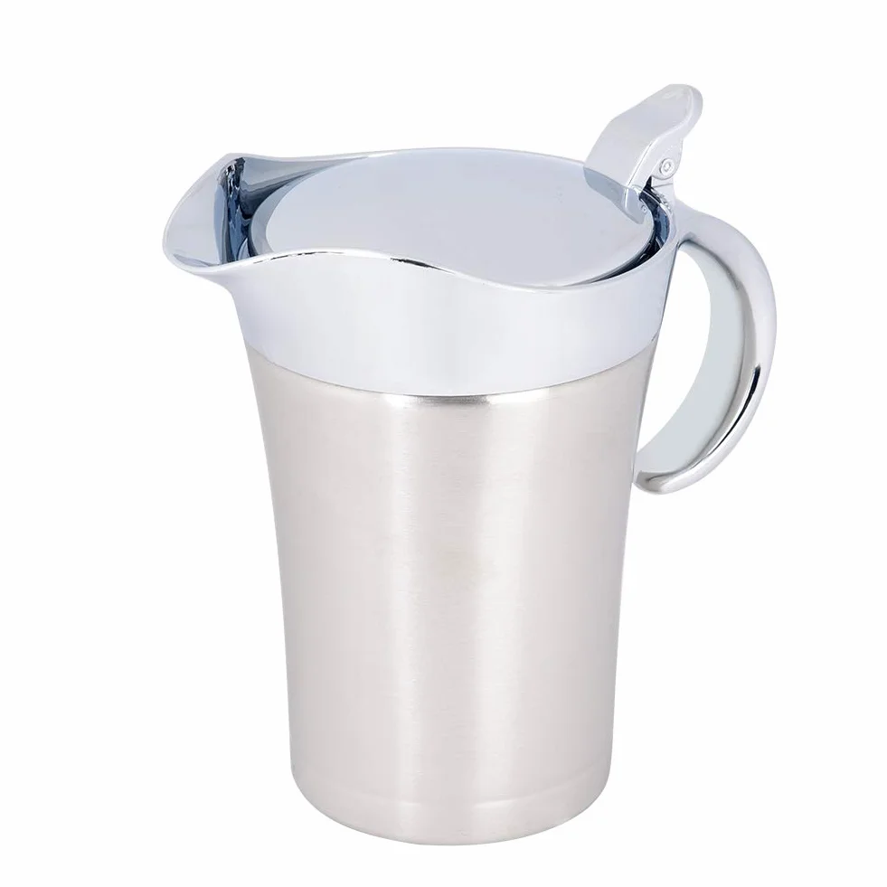 Salsera con tapa, acero inoxidable 304 con aislamiento térmico de doble pared Salsa Salsera Salsera Jarra para servir Fácil de verter(750ml)