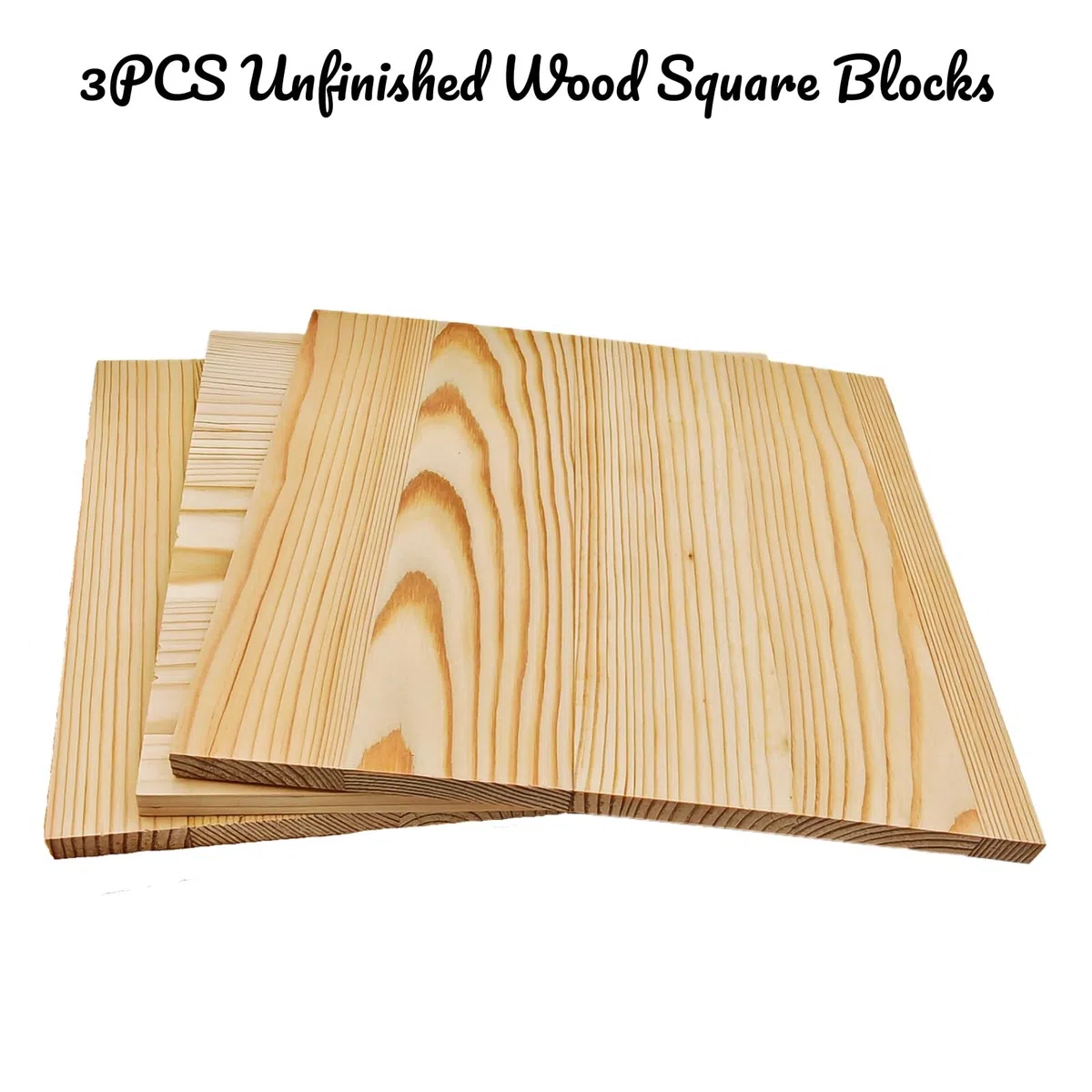 Bloques de madera cuadrados sin barnizar para manualidades, 25 x 25 x 1 cm, en blanco, tablas de pino para tallado en madera, posavasos DIY, pintura y grabado, paquete de 3 piezas