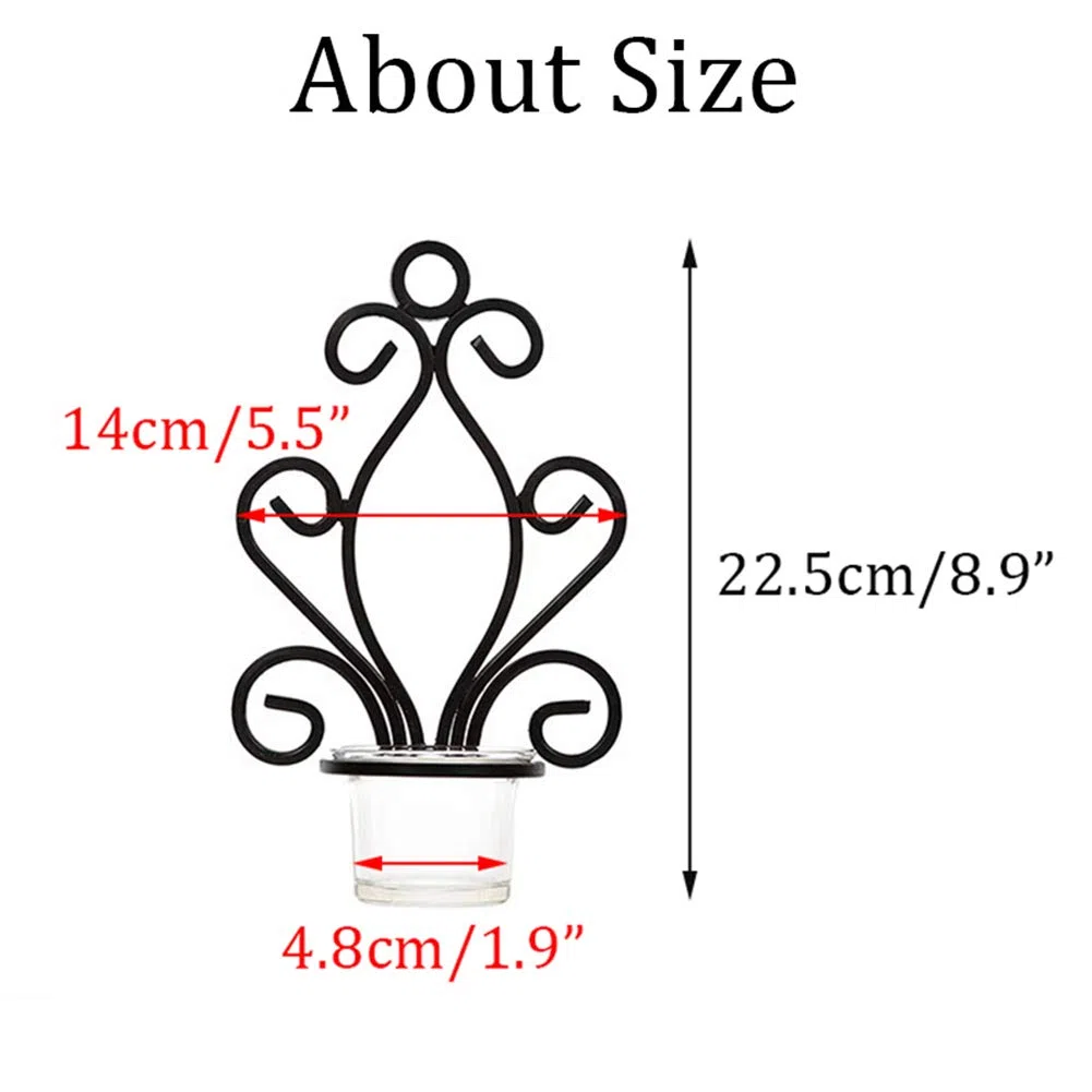 Sziqiqi Candelabro De Pared del Estilo Retro, Candelabro Creativo De La Vela del Hierro, Decoración De La Pared del Jardín Casero, Candelero, Negro