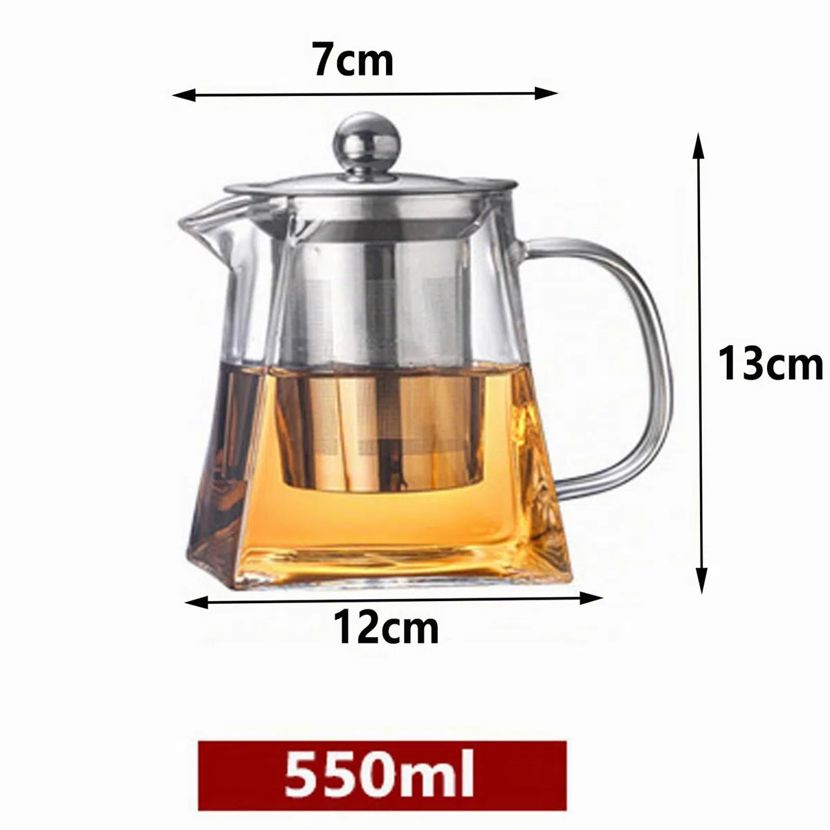 YUEMING - Tetera de cristal de 550 ml con filtro infusor de acero inoxidable resistente al calor, tetera de cristal para floración, té a granel