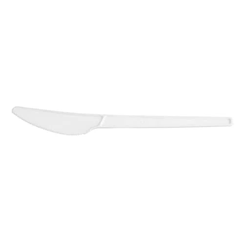 100 cuchillos reutilizables de 175 mm. Fabricados en Pla biodegradables y compostables.