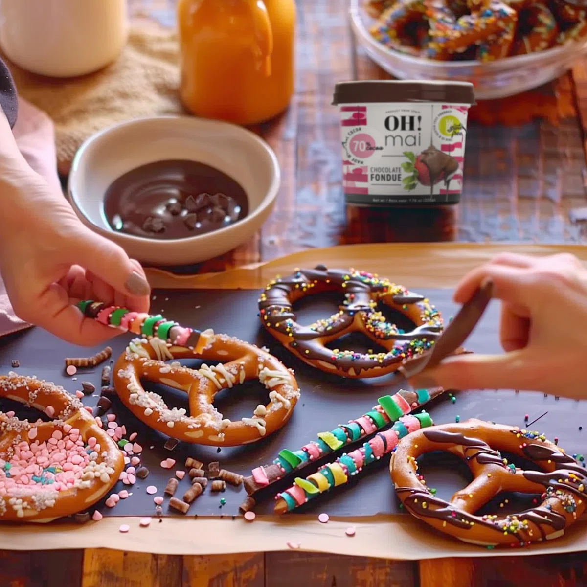 OH! Mai Chocolate Fondue Tarro de 220 gr, Fuente de Fondue de Cacao para derretir en microondas para Frutas, Galletas, Dulces o Bocadillos, fabricado en España (paquete de 3)