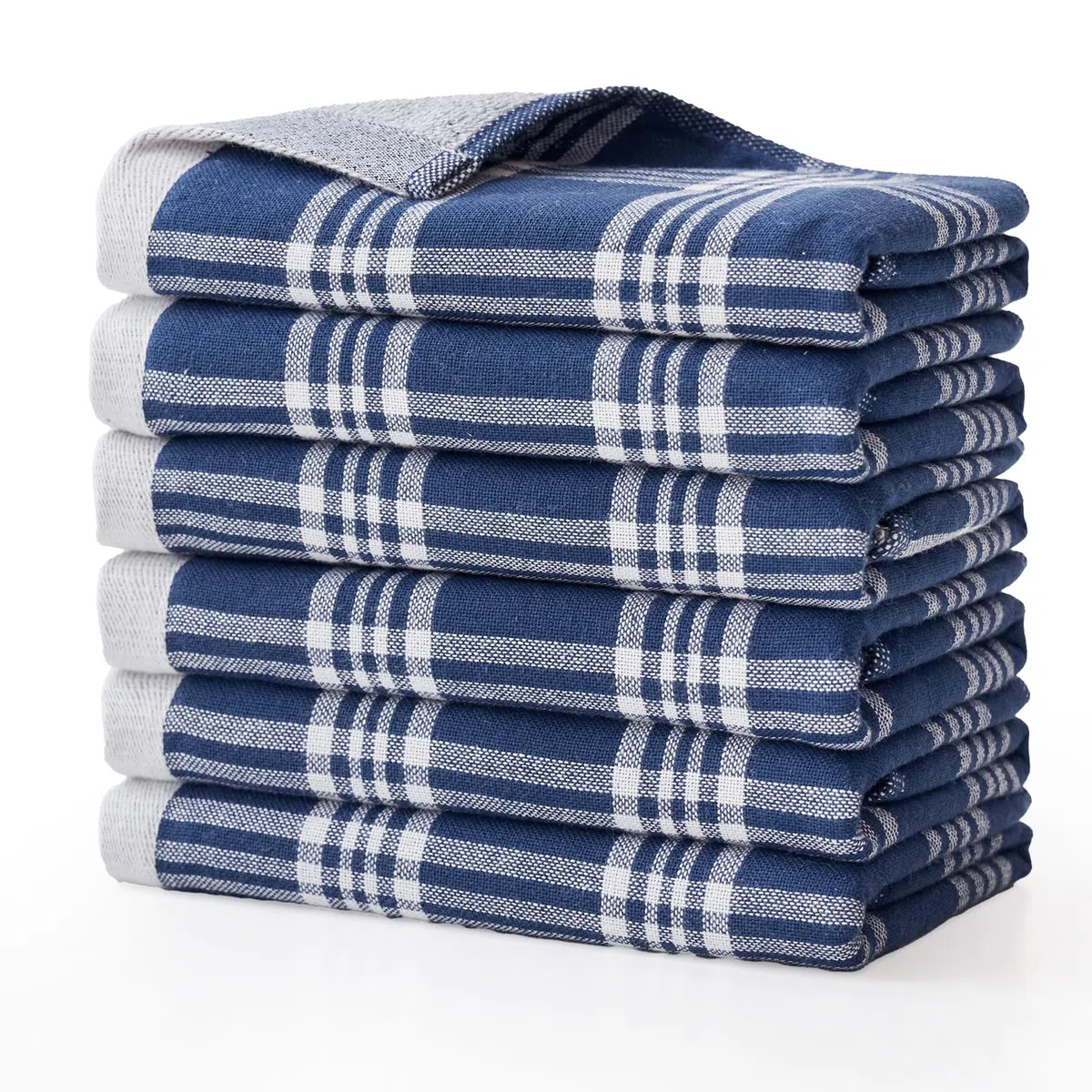 Paños de Cocina Algodón 34 x 34 cm Trapos Cocina 100% Algodon Juego de 6 Kitchen Towels Súper Absorbentes Trapos Azules a Cuadros Textiles de Cocina para Secar