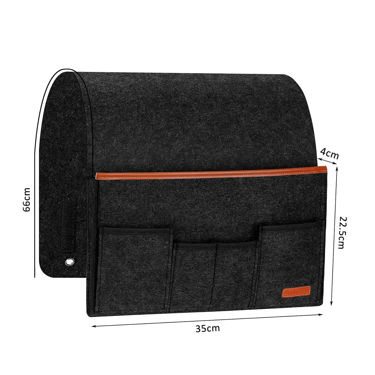 SIMBOOM Organizador de Sofá Silla, Soporte para Controles remotos, Bolsa de Almacenamiento para Reposabrazos Antideslizante con 5 Bolsillos, para Revistas Teléfono, Libros, Gafas(Negro)