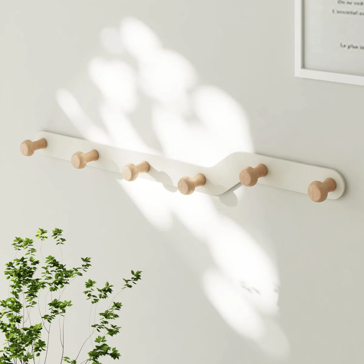 YunNasi Perchero de Pared Perchero de Montaje en Pared Ganchos de Perchero sin Taladro para Habitacion Infantiles,Recibidor,Dormitorio,Cocina y Baño(6 Ganchos-43 * 3cm)
