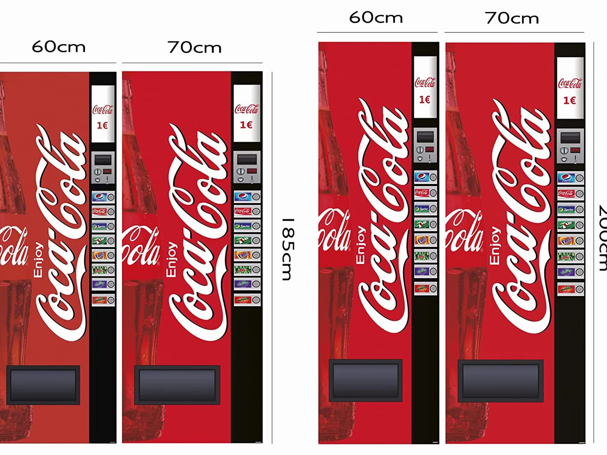 Oedim Pegatinas Vinilo para Frigorífico Máquina expendedora Cocacola, Vinilo Premium | 185x60cm | Adhesivo Resistente y de Fácil Aplicación | Pegatina Adhesiva Decorativa de Diseño Elegante
