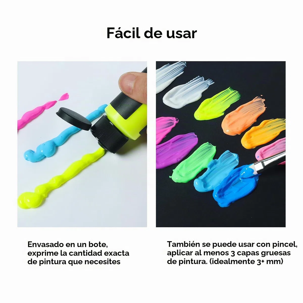 ARTFLY Glow in The Dark el juego de pintura brillante, contiene 12 colores de 60ml/2oz, con pigmentos ricos, perfecta para pintura de arte, proyectos de DIY y decolarciones festivales