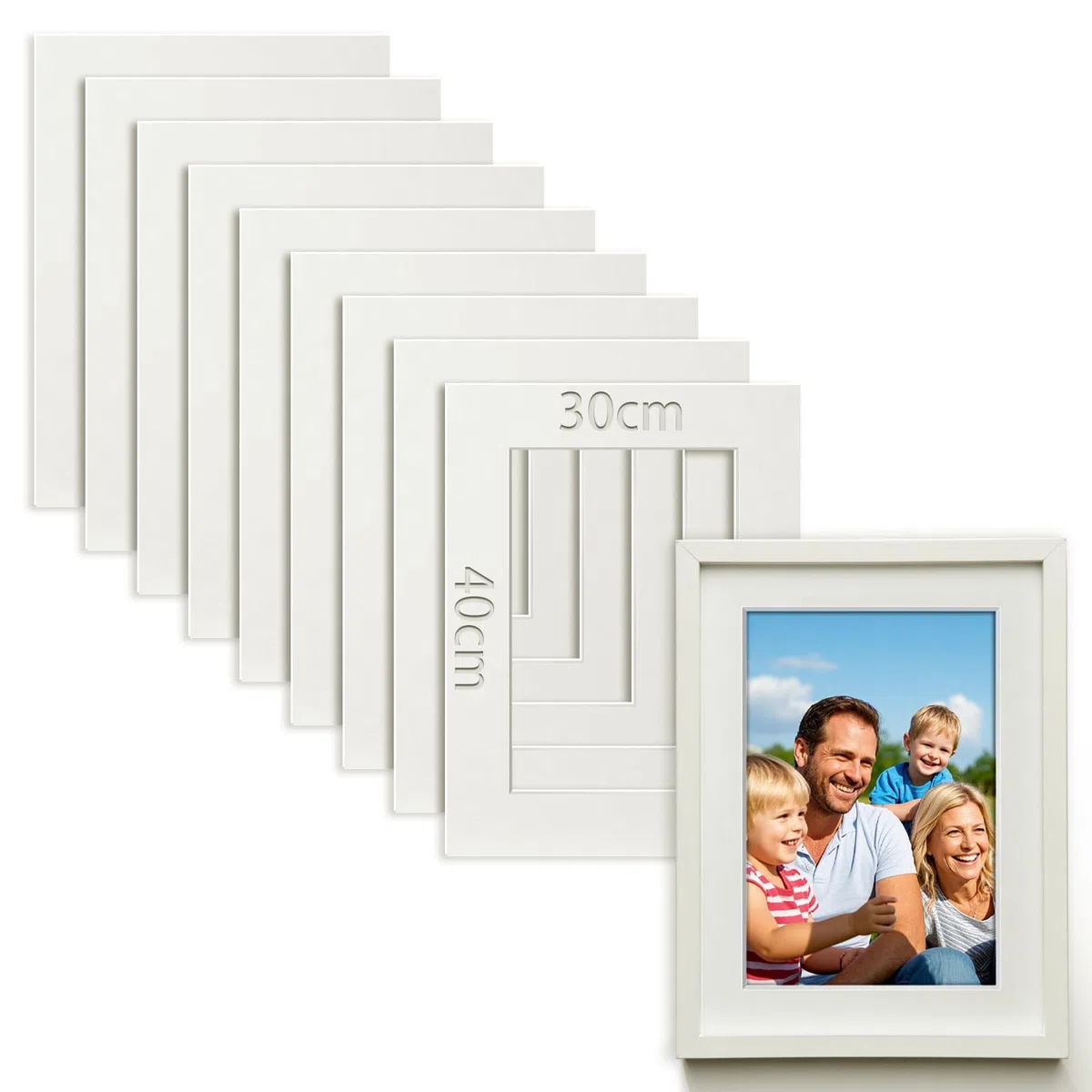 10 Piezas Paspartu 30x40 cm Carton Paspartú Tamaño Interior 19x29 cm Cartulina de 1,5 mm de Grosor Cartón para Enmarcar en Blanco Marfil para Fotos Imágenes Póster