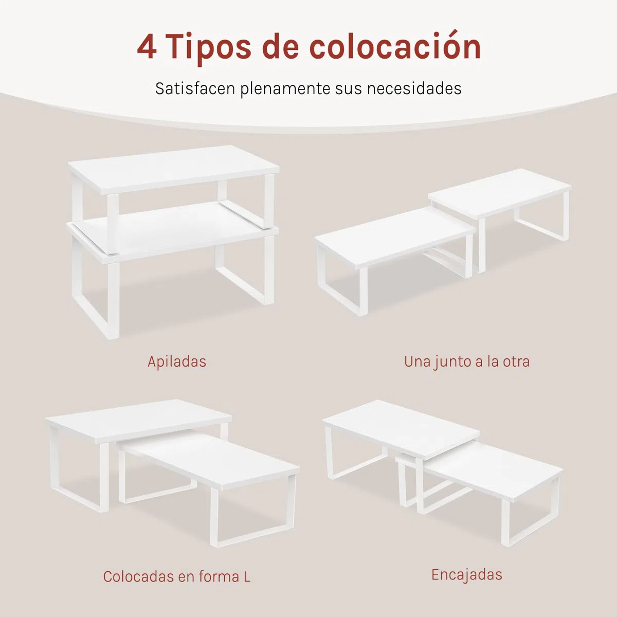 WOLTU Pack de 2 Estantes para Especias, Organizadores de Cocina Apilables, Estantes de Armario para Encimera, Baño y Tocador, 34×19,5×15,5 + 34×18,5×12,5 cm, MDF, Blanco