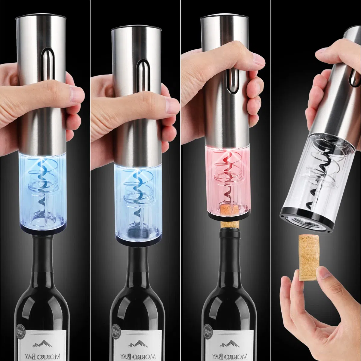 Cieex Set Sacacorchos Eléctrico Juego de Regalo con Abridor de Vino de Acero Inoxidable Cortacapsulas Botella, Vertedor de Vino, Tapón de Vino de Vacío para Amantes del Vino (Recargable)
