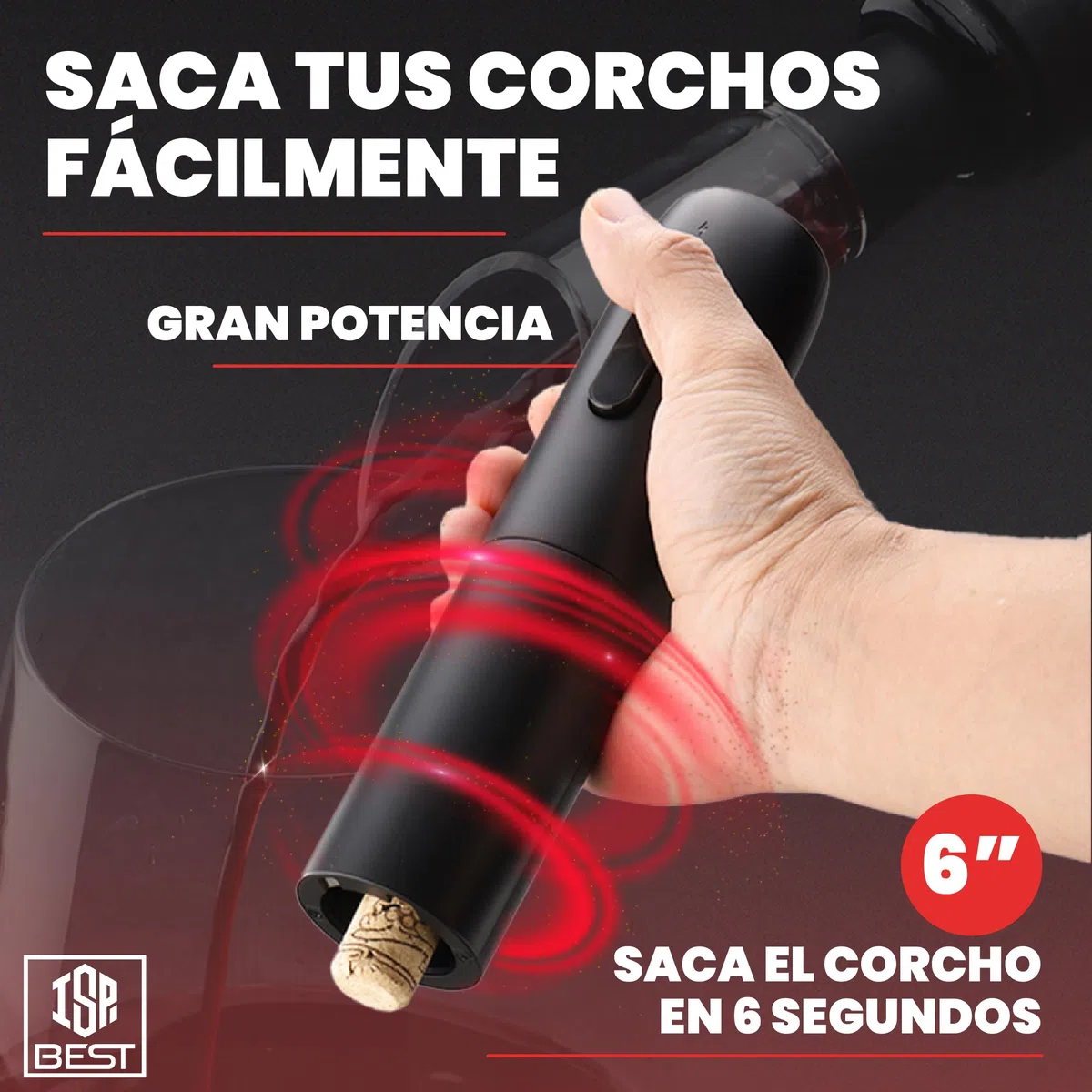 Sacacorchos Eléctrico Profesional 7 en 1 |Set de Vino Premium | Abridor de Vino Automático con Aireador + Vertedor + 2 Tapones Vacío | Regalos para Hombres | USB Recargable (Versión 2025)