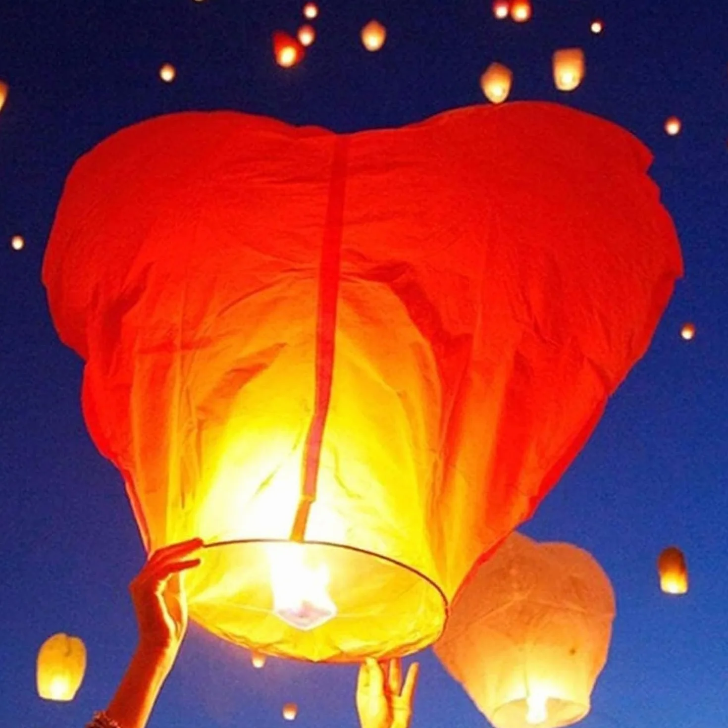 Linternas de cielo chinas blancas, paquete de 10, linternas de papel grandes para bodas, cumpleaños, memorial, Navidad (Rojo)