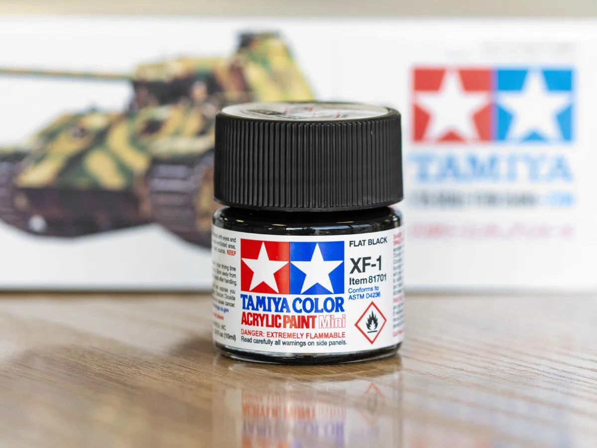 Tamiya 81701 - Pintura Acrílica Mini, Mate Negro Frasco de 10 ml, XF-1