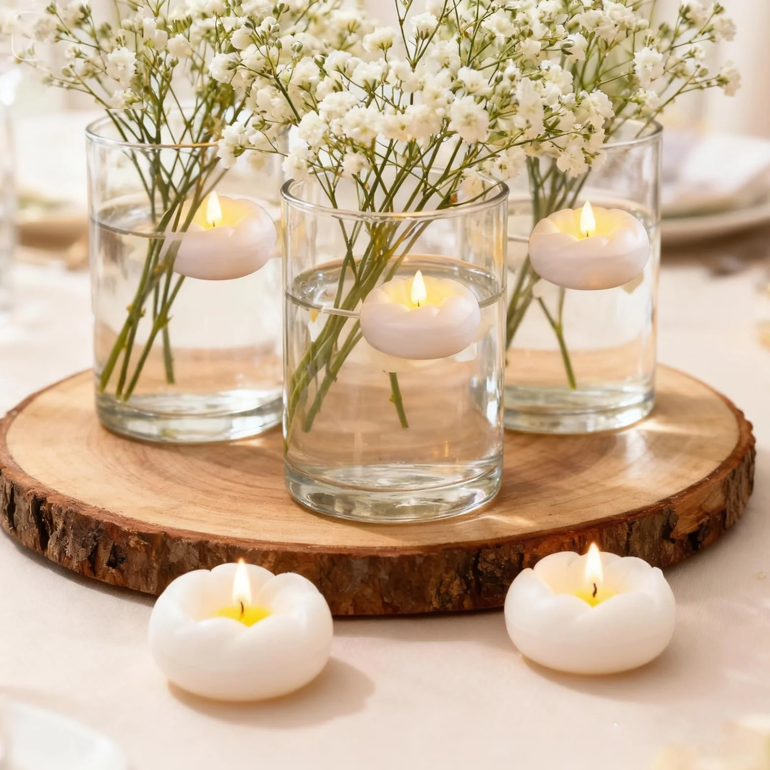 HENGBIRD 6 Velas LED Flotantes, Velas de Té de 5,5 cm, Resistentes al Agua, Funciona con Pilas, sin Llama, para Centro de Boda, Baño, Piscina, Fuente