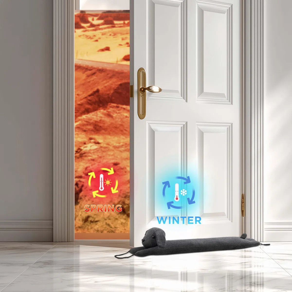 HBselect Burletes de Puerta Decorativos Paravientos 106cm para Puertas y Ventanas, Amortiguador de Corrientes de Aire contrapesado para la Parte Inferior de la Puerta - Oscuro Gris Perro 40''