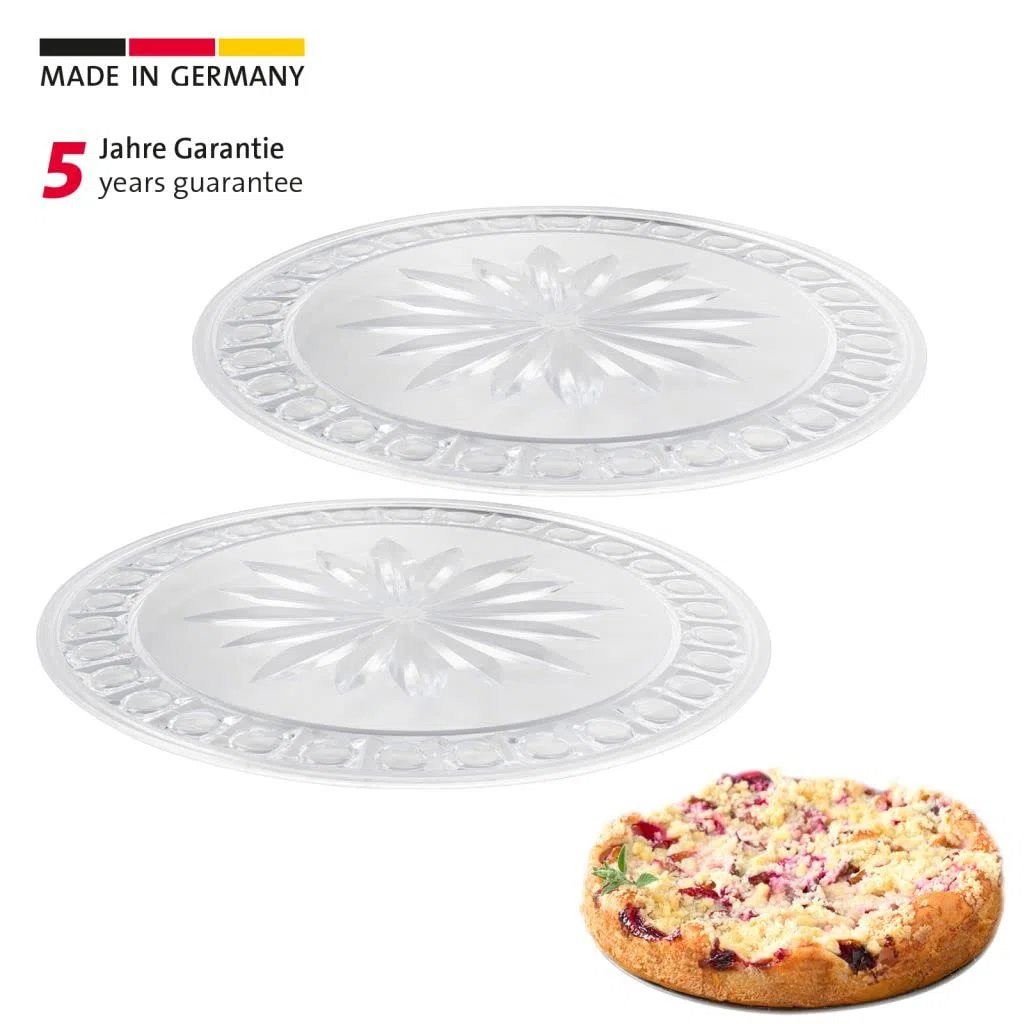 Westmark 2X Plato para Tartas, Ø 31 cm, Aspecto de Cristal, Resistente a roturas, plástico, Transparente, 345522E3