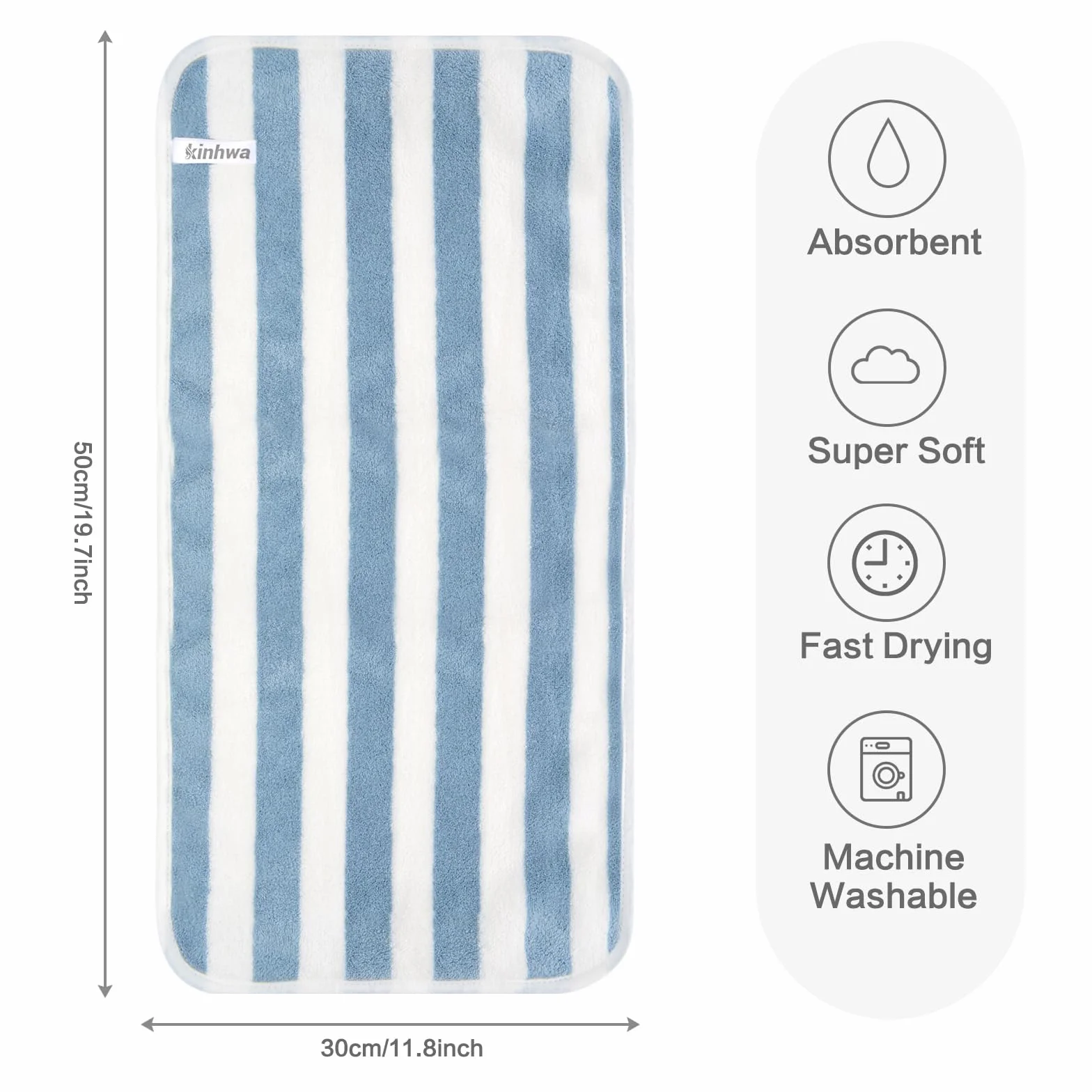 KinHwa Toallas de mano suaves de microfibra para baño, toallas absorbentes para invitados pequeños, toallas gruesas de cara de 30 cm x 50 cm, paño de secado rápido para baño, spa, gimnasio, paquete de