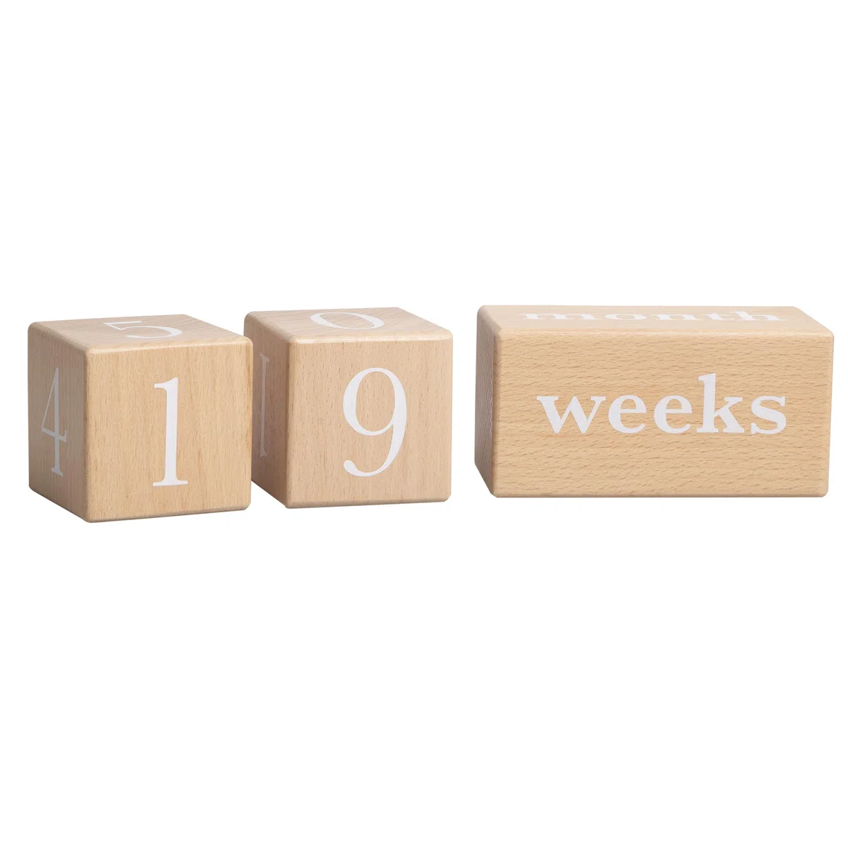 Pearhead Bloques de madera para bebés de edad milenaria, soporte para fotos para recién nacidos, niños y niñeros, calendario de cuenta regresiva para niños, semanas, meses y años, bloques de números