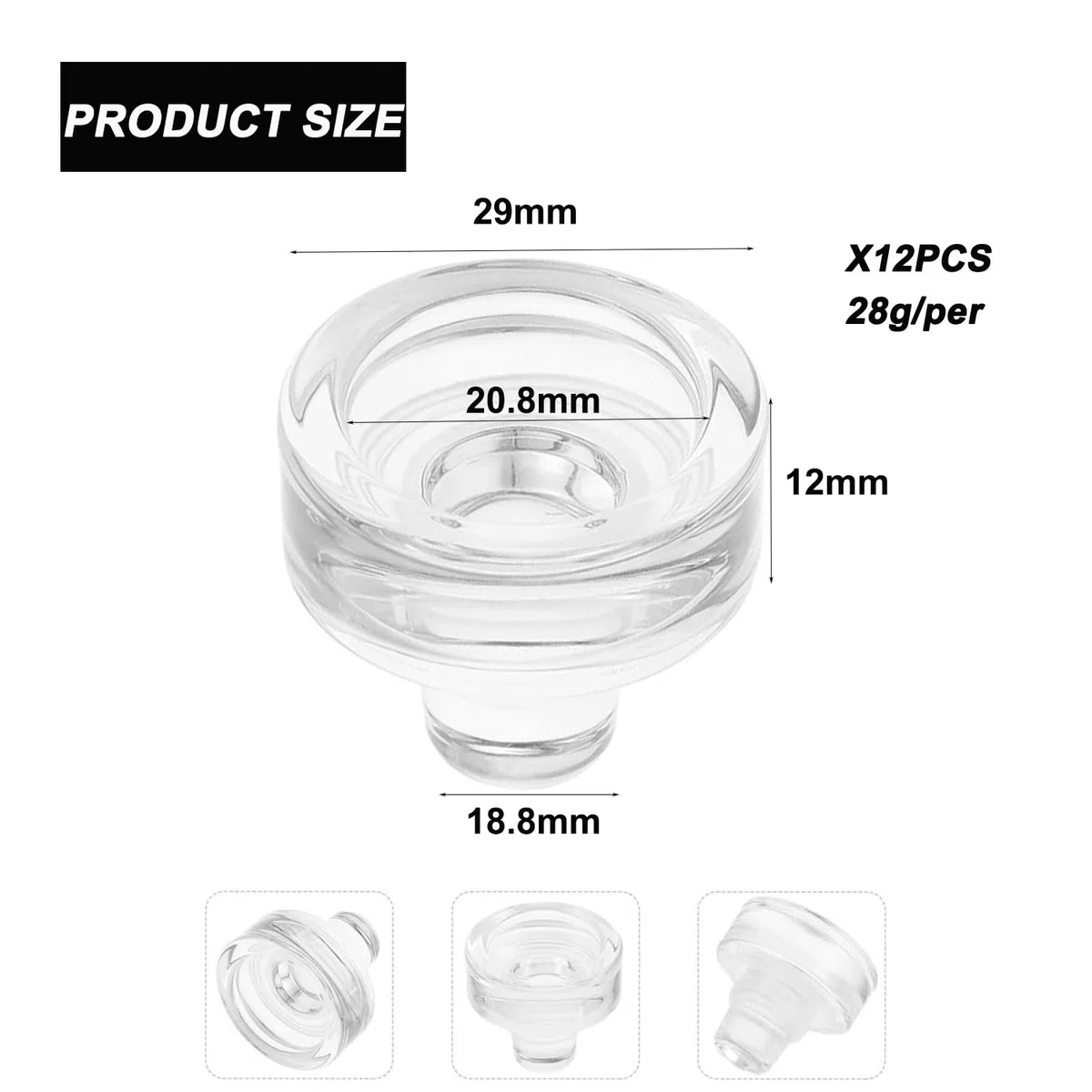 12 Piezas Tapones para Botellas de Vino de Silicona, Tapón de Cristal con Sello de Silicona Hermético, Protector de Vino Hermético para Cumpleaños, Bodas, Fiestas, Regalos, Transparente