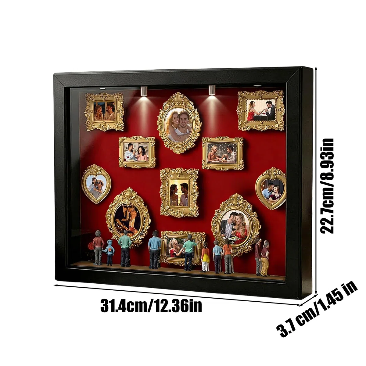 Genérico De Silueta De Mini Museo, Estuche De Fotos De Recuerdo Con Luz LED, 11 Piezas De Marcos Miniaturas Con 8 Figurillas, Para Álbumes De Fotos, Regalos De Boda Y Decoración De Habitación