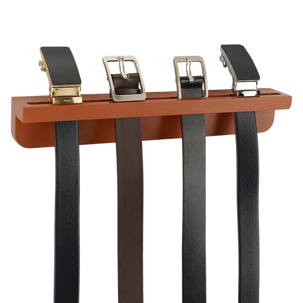 PH PandaHall Colgador de cinturón para armario, organizador de cinturón de madera, soporte de pared con tornillos para 8 cinturones, almacenamiento, armario, entrada, decoración del hogar, regalo para