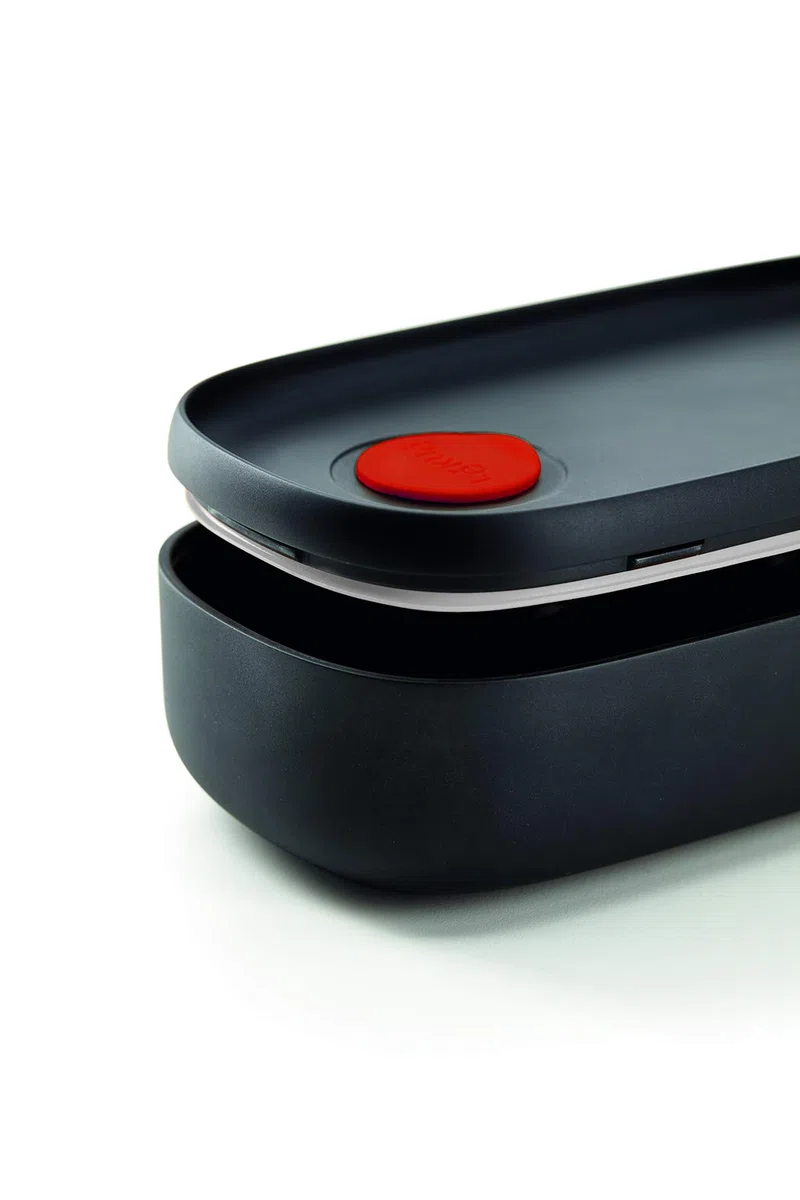 Lékué Recipiente doble Hermético para Conservar y Transportar Alimentos, Lunch Box to go, Negro, 500 ml