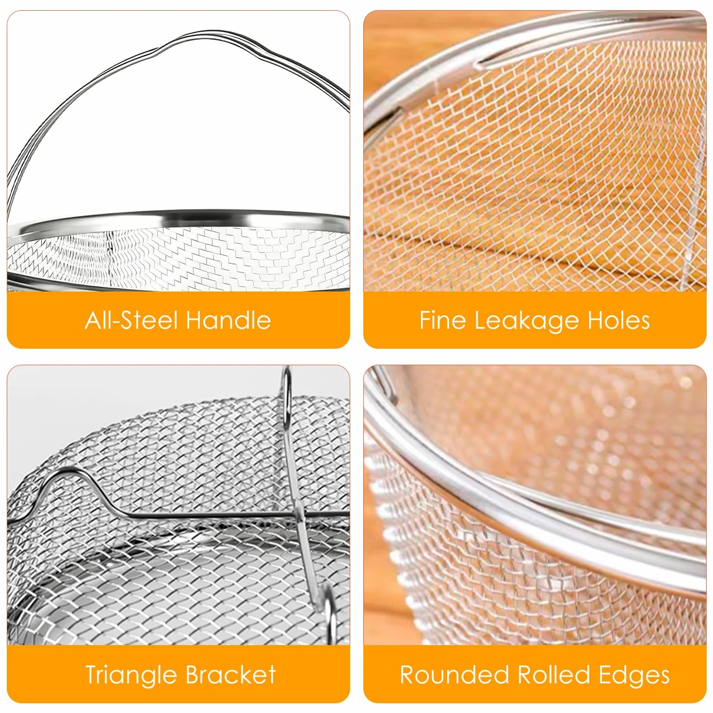 Tissting Cesta de Malla para Cocinar al Vapor, 18cm Cesta de Vapor de Olla de Malla de Acero Inoxidable con Asas Cómodas, Cesta de Drenaje para Freír en la Cocina