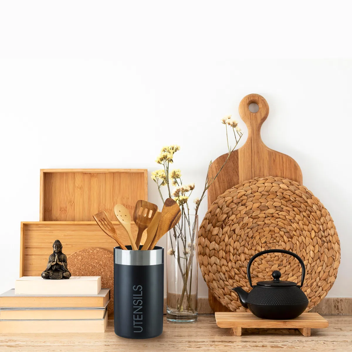 Premier Housewares - Cubilete para Utensilios de Cocina, Color Negro