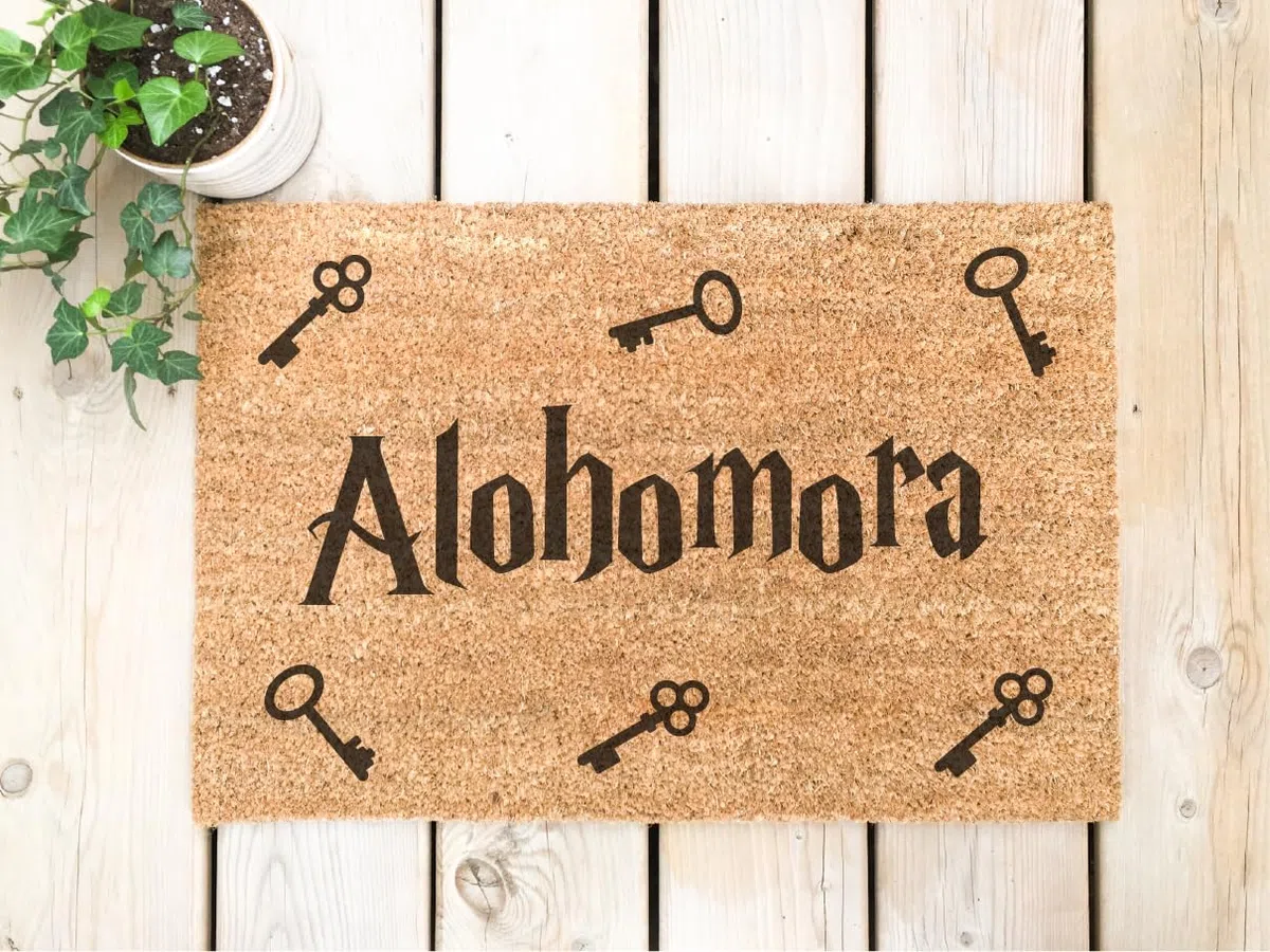 NANNUK - Felpudo Personalizado Fibra de Coco Alohomora | Medida 70 x 40 cm | Base Antideslizante | Felpudo Original Entrada de Casa (Alohomora)