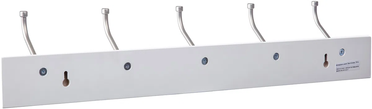 Amazon Basics Rectángulo Perchero de Montaje en Pared, Blanco, 1 Unidad
