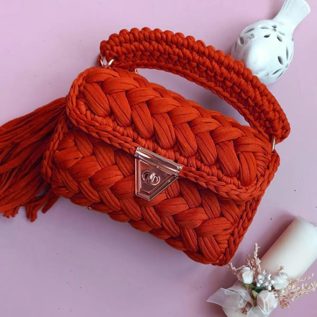 Trapillo para Crochet, 400g/120m Hilo para Tejer a Crochet, Trapillo para Tejer Bolsos, Para Bricolaje y Punto, Bolsos, Manualidades, Decoración del Hogar, Bolsos de Mano (Naranja Rojo)