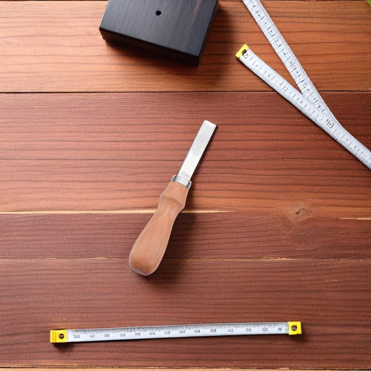Herramienta Manual para Recortar Bordes de Cuero Cuchillos de Biselado de Acero al Carbono y Mango de Madera, 3 Piezas para Bricolaje y Artesanía