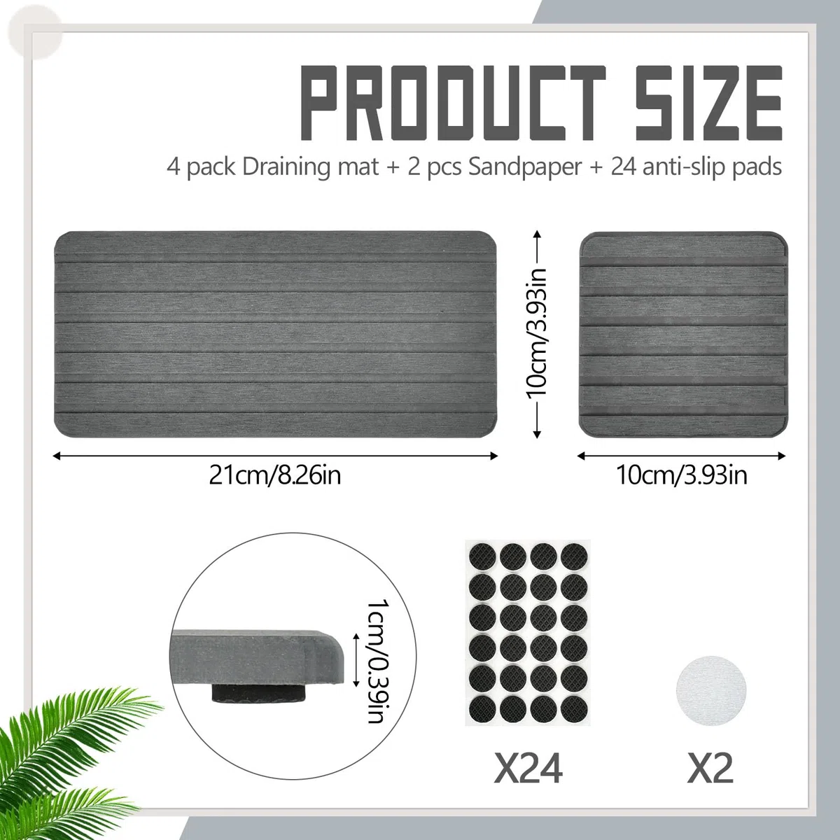 4 Piedras Diatomita para Cocina y Baño, Absorbente de Agua Alfombrilla Fregadero Posavasos Jabonera Soporte Esponja Seca Rápido, Gris Oscuro 2 Grandes (21x10 cm) + 2 Pequeñas (10x10 cm)