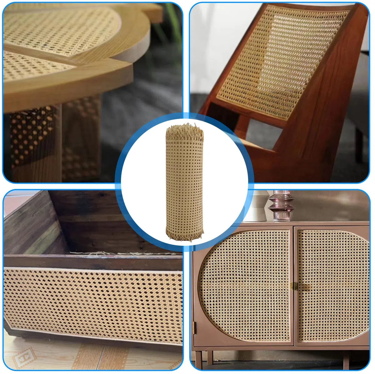 WIYETY Natural Correas de Ratán: Rollo de Mimbre de Ratán de 40 x 100 cm, Rollo de Mimbre Natural, Correas de Ratán para Proyectos de Bricolaje y Decoración de Muebles