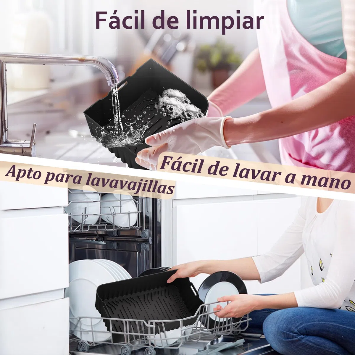 Accesorios Freidora de Aire, 3PCS Molde Silicona Freidora de Aire para COSORI Freidora de Aire Dual Blaze TwinFry 10L, Reutilizable Accesorios Freidora para COSORI 10L