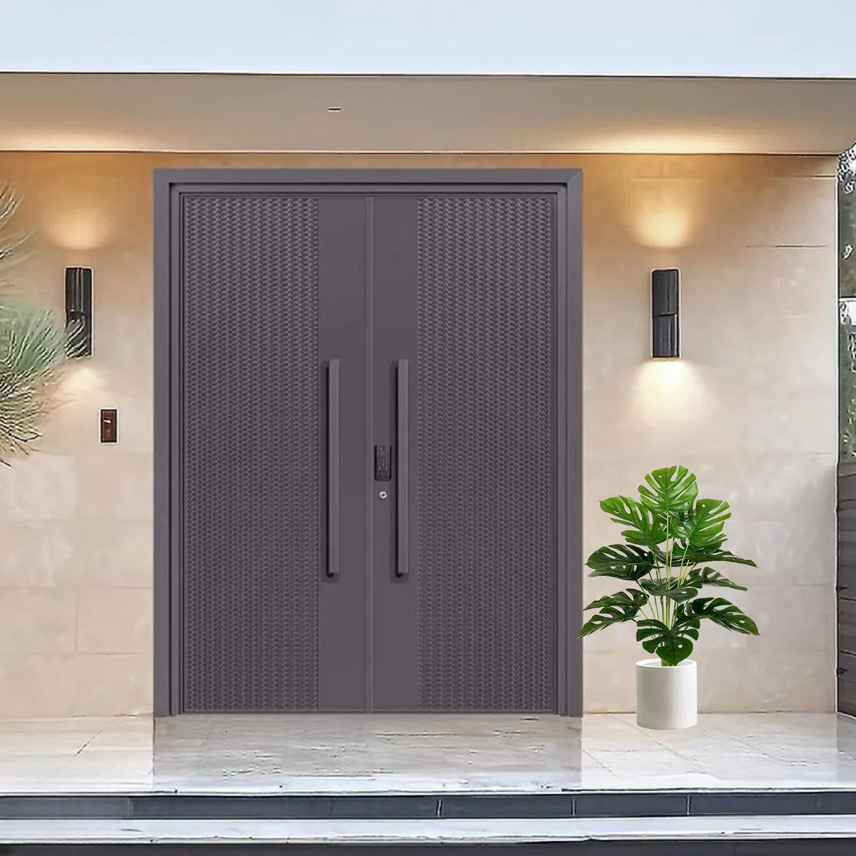 Planta Artificial con Maceta Palmera Grande Árbol Artificial Plastico Ideal para Decoración del Hogar Oficina Interior y Exterior Salon Dormitorio Balcón Moderno (75cm Palmera Monstera)