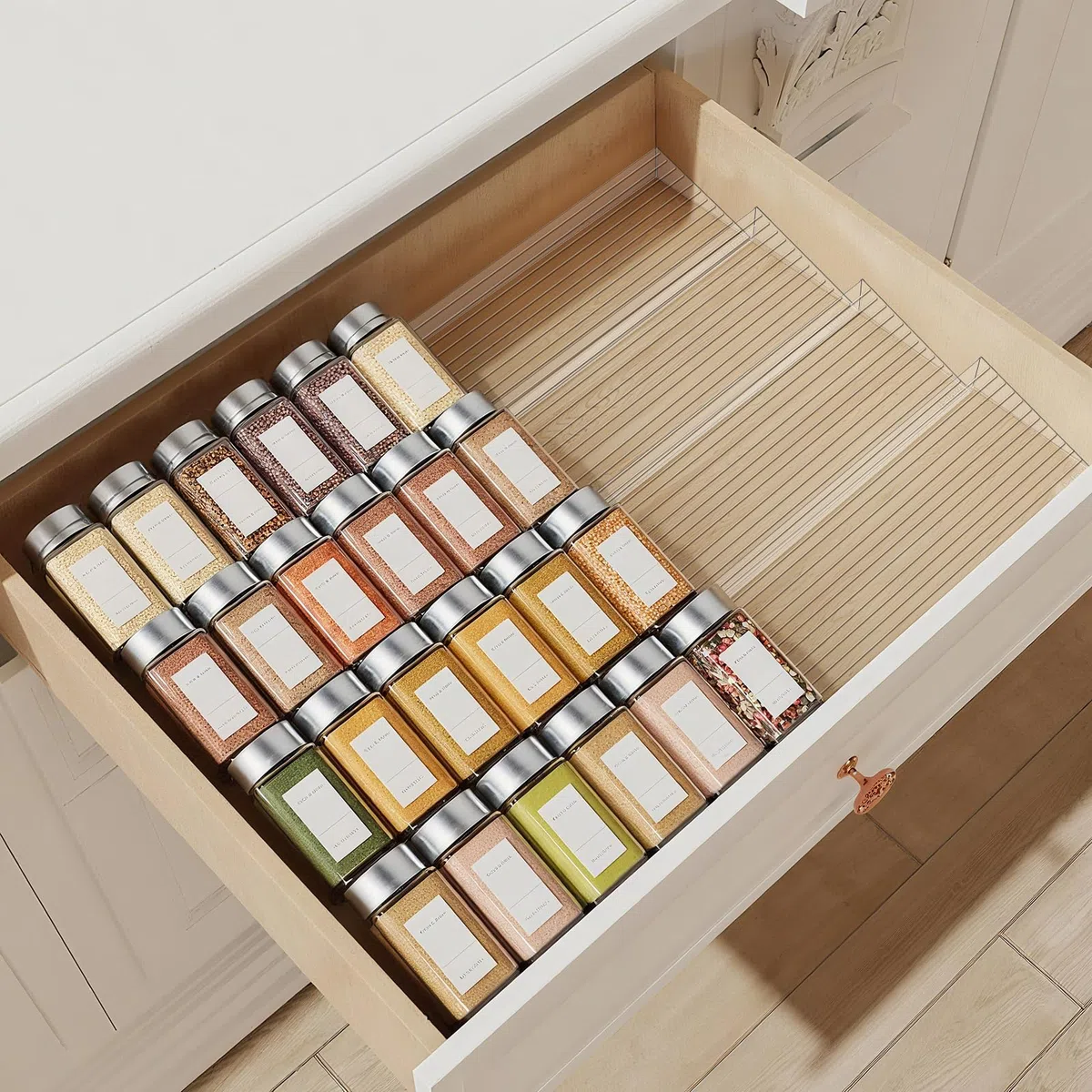 8 Piezas Organizador Acrílico para Cajones de Especias Expandible de 28 CM a 56 CM Estante Transparente Acrílico de Cajones de Especias para Cocina Armarios Encimera