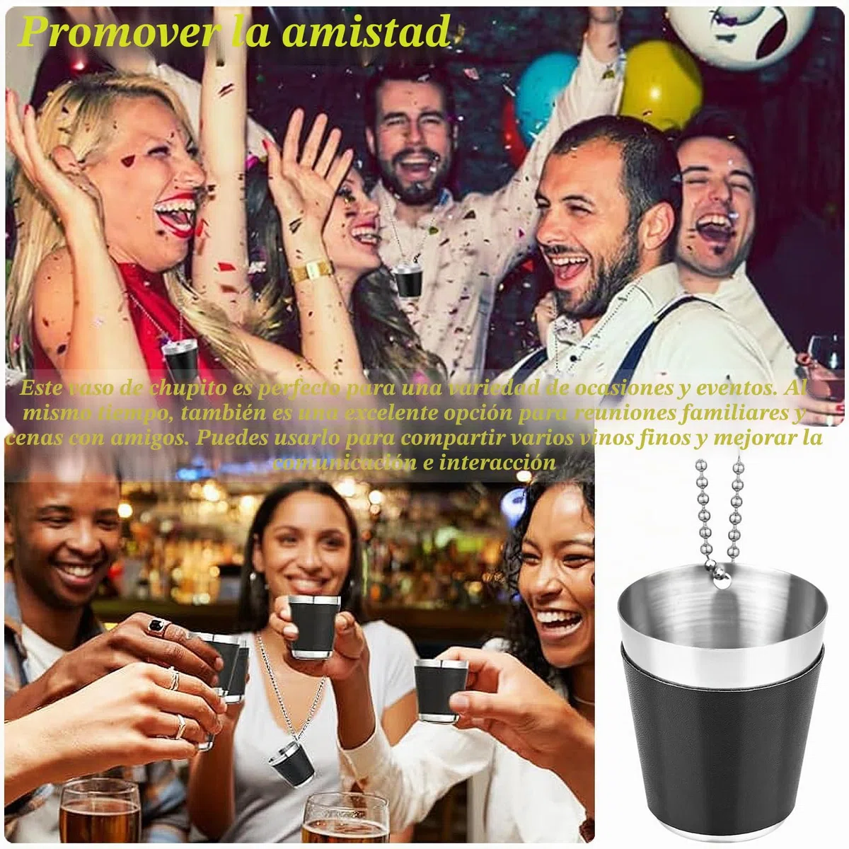 12 Piezas Vasos de Chupito de 30 ml de Acero Inoxidable Negro, Vasos de Chupito para Colgar, Para Celebraciones de Bodas, Carnavales y Fiestas al Aire Libre(4,2 x 3,7 cm, Negro + Plata)
