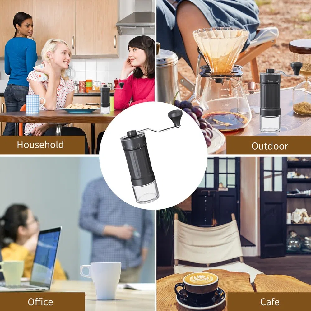 Molinillo de café manual, de mano, con mango plegable y grado de molienda ajustable, mecanismo de cerámica de acero inoxidable para café expreso y prensa francesa