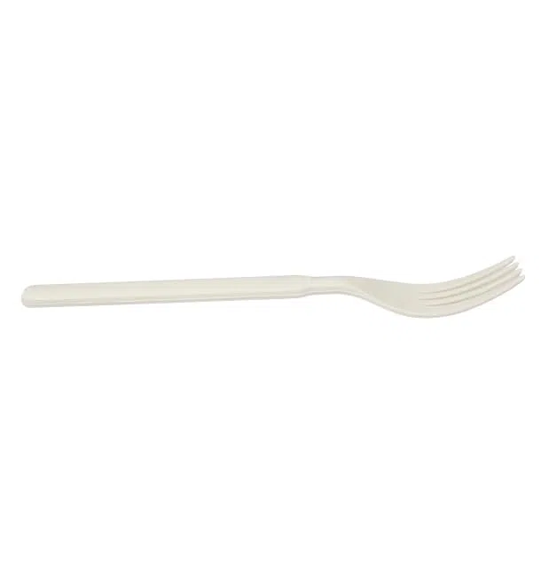 50 Tenedores Reutilizables Durables de PP Crema 17,9cm, Cubiertos de Plástico, Ecológico y Robusto, Aptos para Lavavajillas