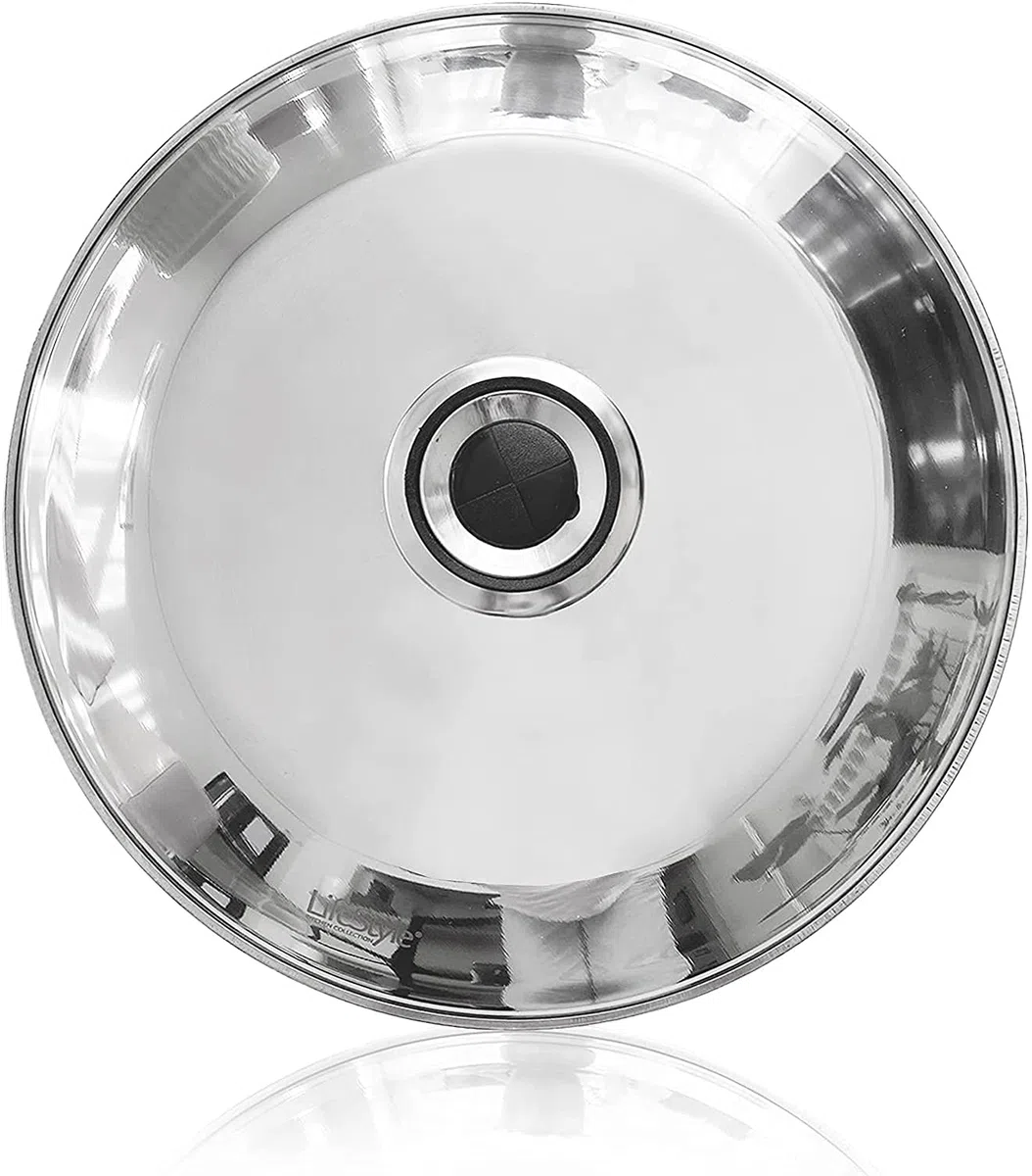 Tapa volteatortillas de acero inoxidable, tapa para sartén o para tortillas, ideal para dar la vuelta a tortillas, tapadera cocina de acero inoxidable, tapa para ollas o para tapar platos (30 CM)