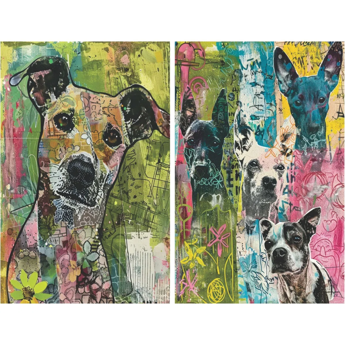 Papel de arroz Perros Abstractos, 20 x 26,6cm (6pc) - 6 Diseños para Scrapbooking Tarjetas Manualidades, Decoupage by CRAFT KREATIVELY