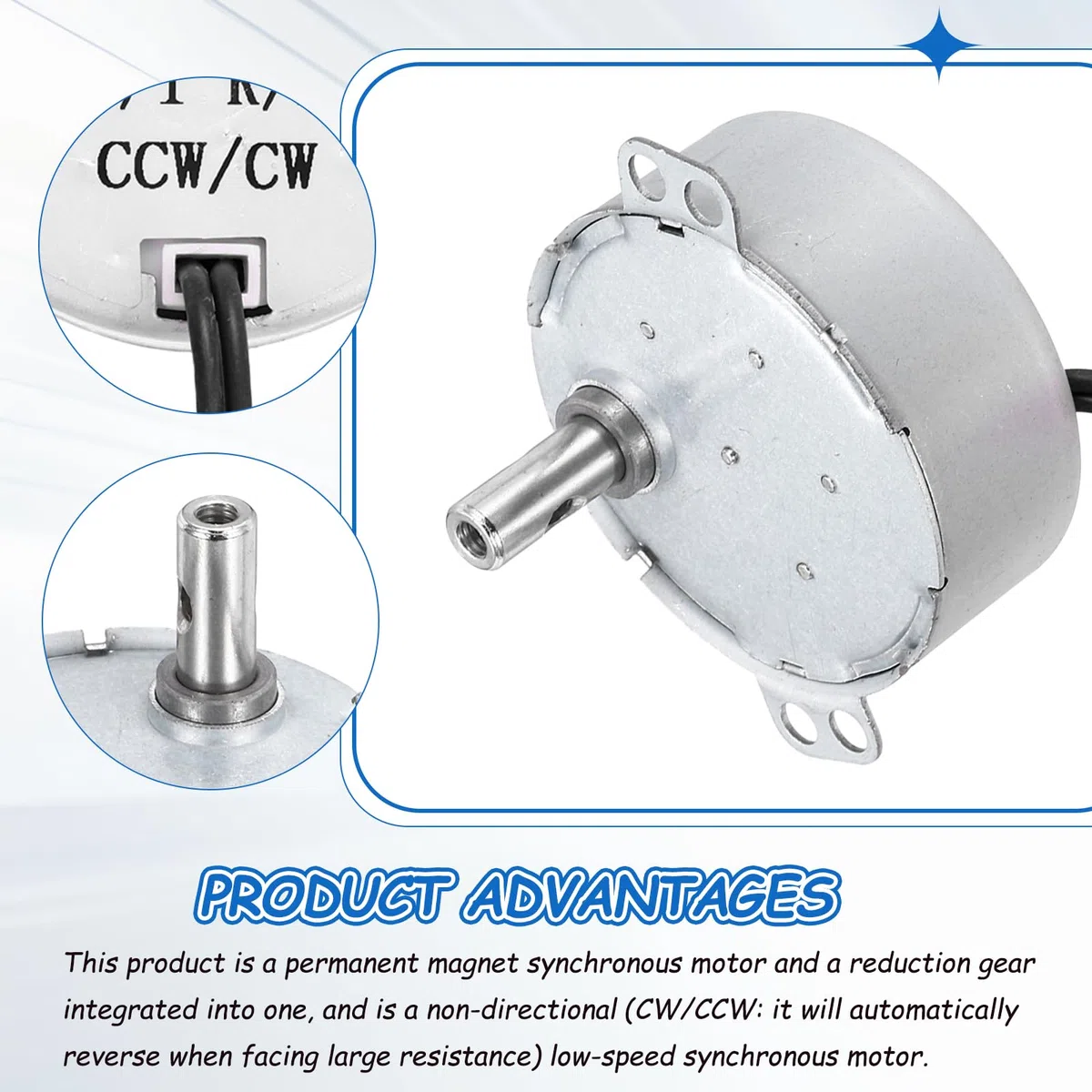 QUARKZMAN Motor Sincrónico, AC220-240V 50/60Hz 5-6 RPM CW/CCW 4W Motor Giratorio Lento De Baja Velocidad Para Ventilador Eléctrico, Calentador, Proyectos De Arte