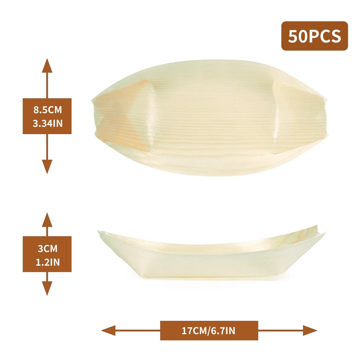100 cuencos desechables de bambú para fingerfood con clips