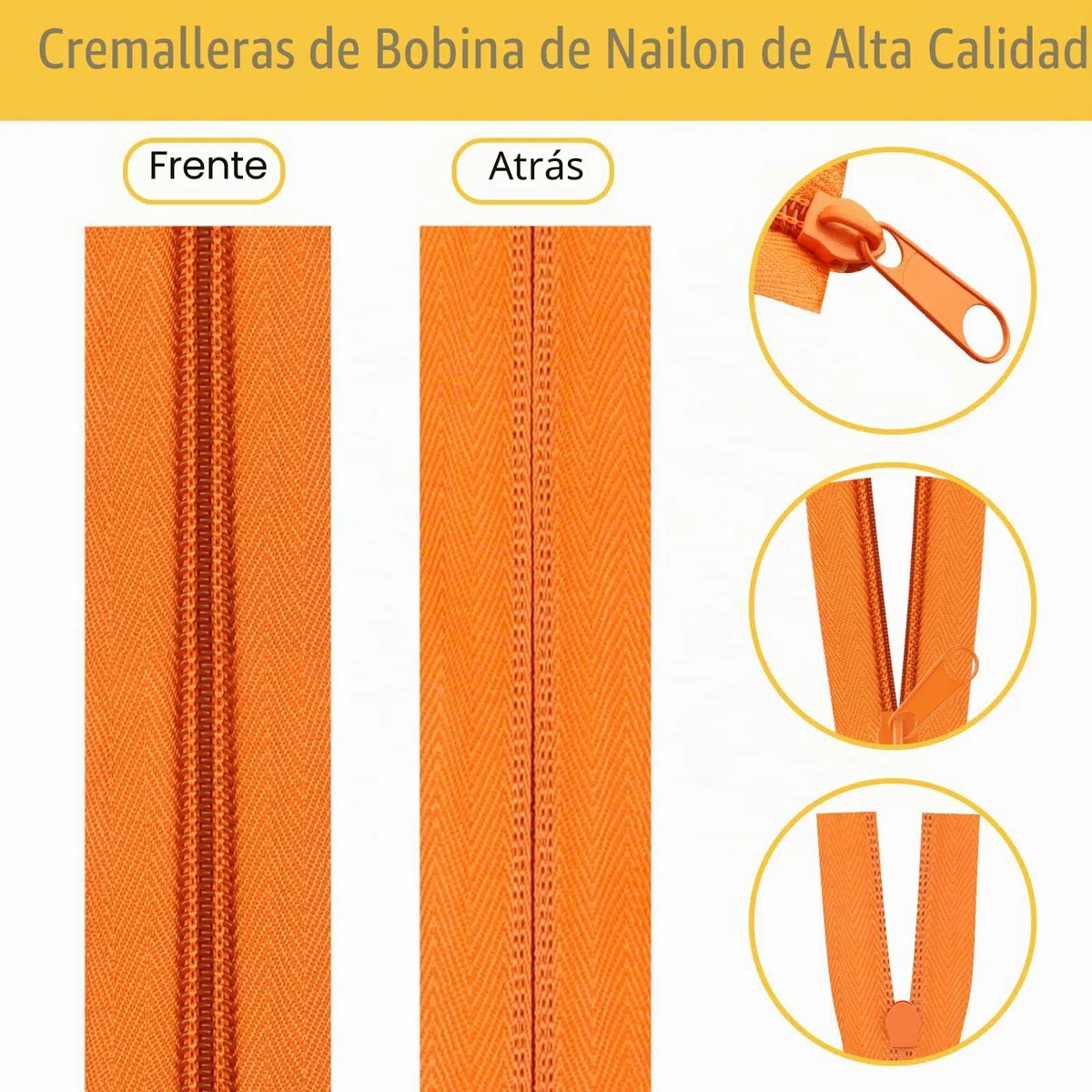 22 yardas/ 20 m 10 piezas de colores surtidos #5 Cremalleras de bobina de nailon, cremalleras de costura con cierres sin fin con 40 piezas de deslizadores de cremallera y cabezas de cremallera