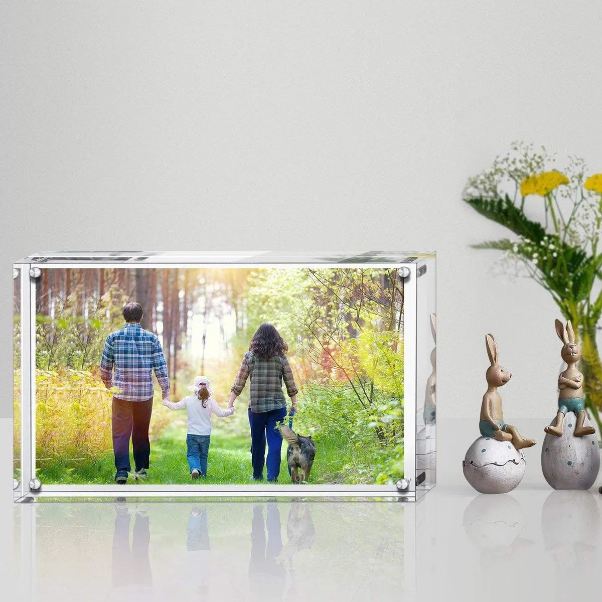 Boxalls Marcos de Fotos Acrílico 15 x 20 cm, Marco Transparente Metacrilato Doble Cara, Marcos de Cristal para Retrato Sin Marco para Escritorio, Habitación y Oficina
