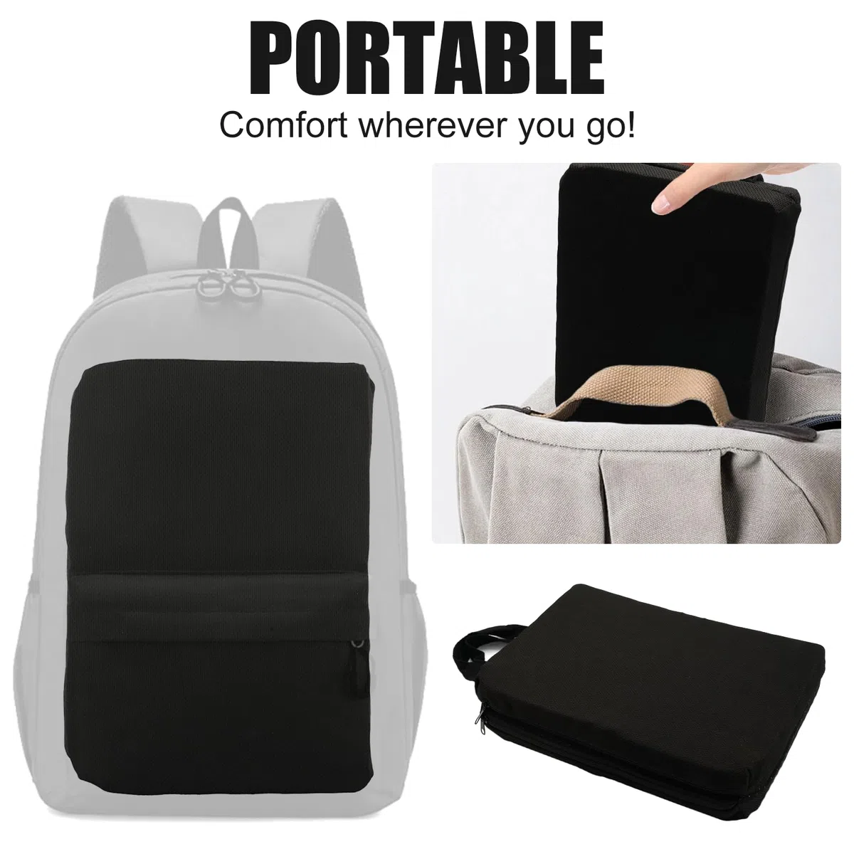 Cojín de Gel para Asiento,Cojín de Gel en Forma de Panal Transpirable,Cojines para Sillas con Funda Antideslizante,Cojín Antiescaras Plegable,Cojin Silla Ortopedico para Oficina, Rueda, Coche (Negro)