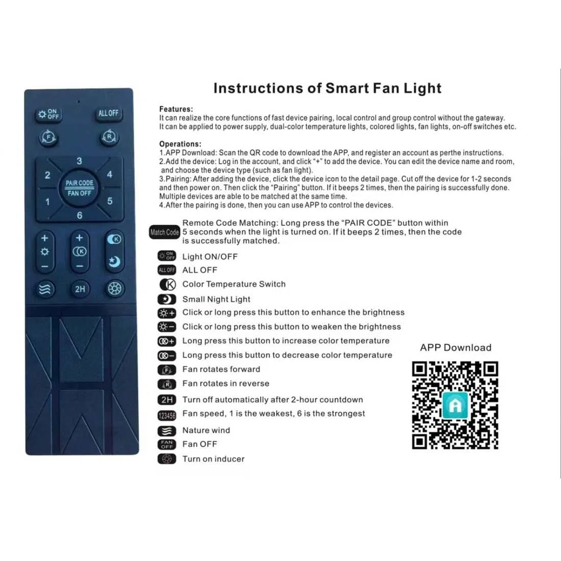 Mando a Distancia para Ventilador de Techo, Control Remoto con temporización inalámbrica para Ventilador de Techo Universal para hogar/Oficina