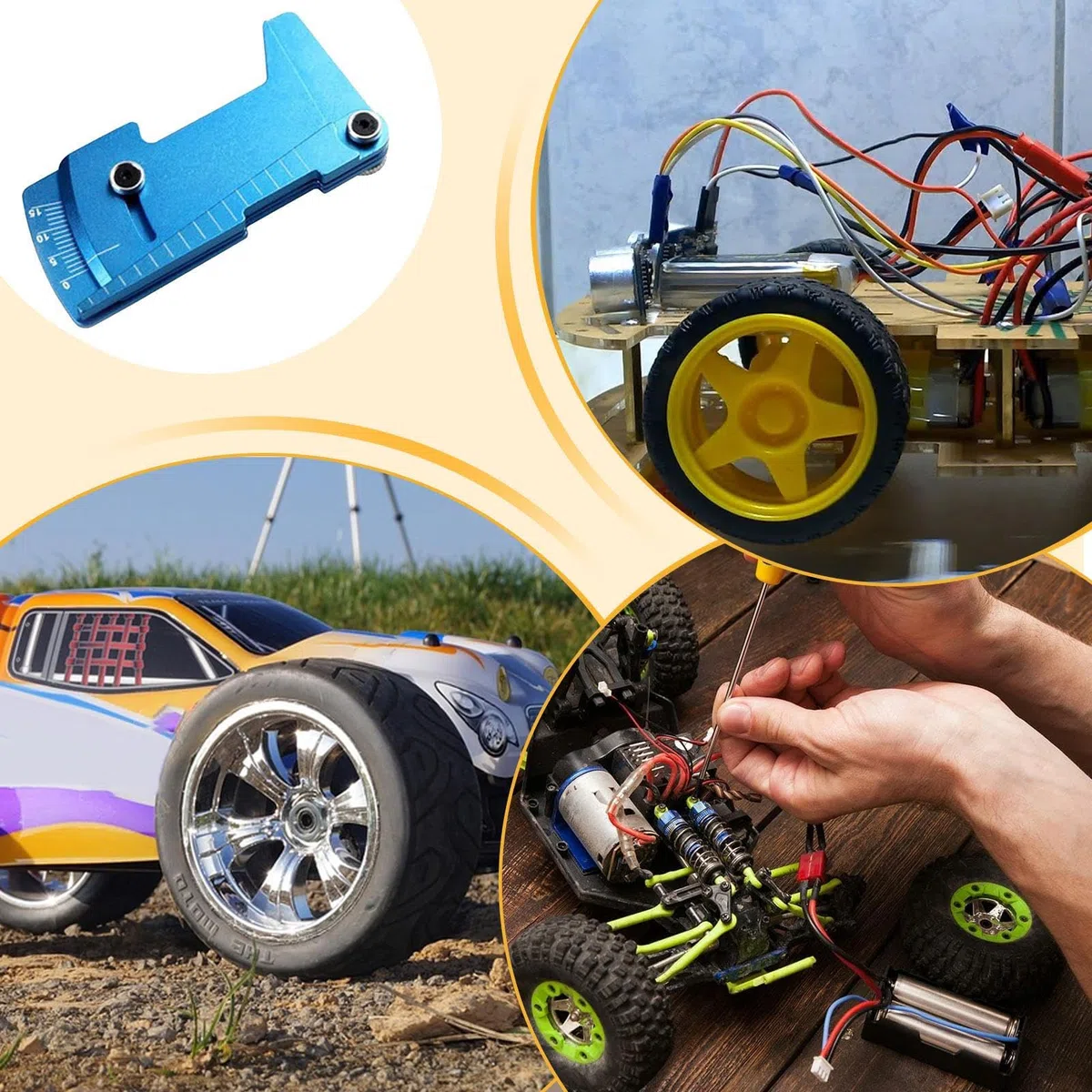 Regla para Coche RC, Herramienta de medición de múltiples ángulos | Regla Ajustable precisa para Coche - Herramienta de Regla Medidas precisas para camión de Coche RC en Carretera